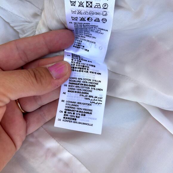 Sandro Paris Boucle Lady Jacket Linen Cotton Pink 38 Size 6 Preppy Chic - Picture 9 of 9